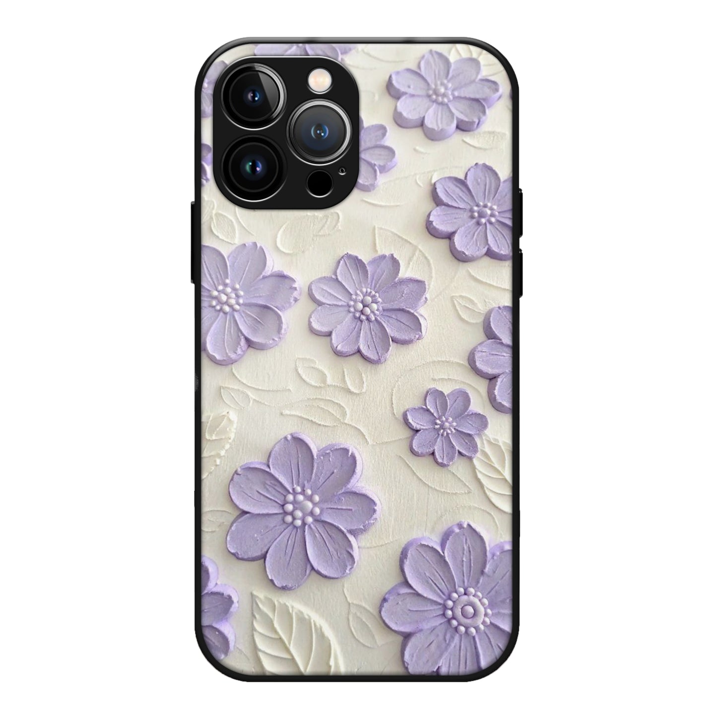 Purple Floral Premium Glass Case