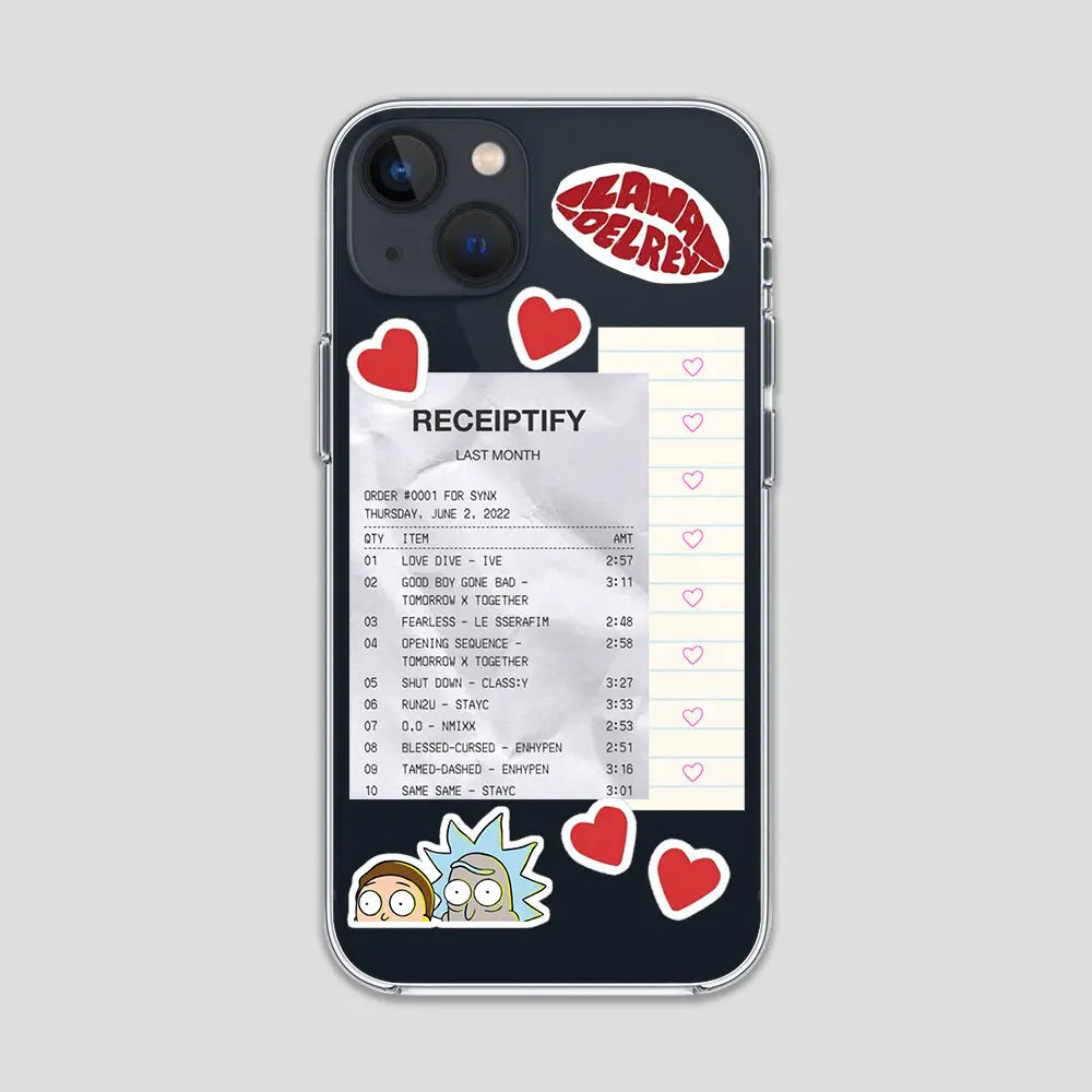 Receiptify Stickers Clear Cases 3Brocases
