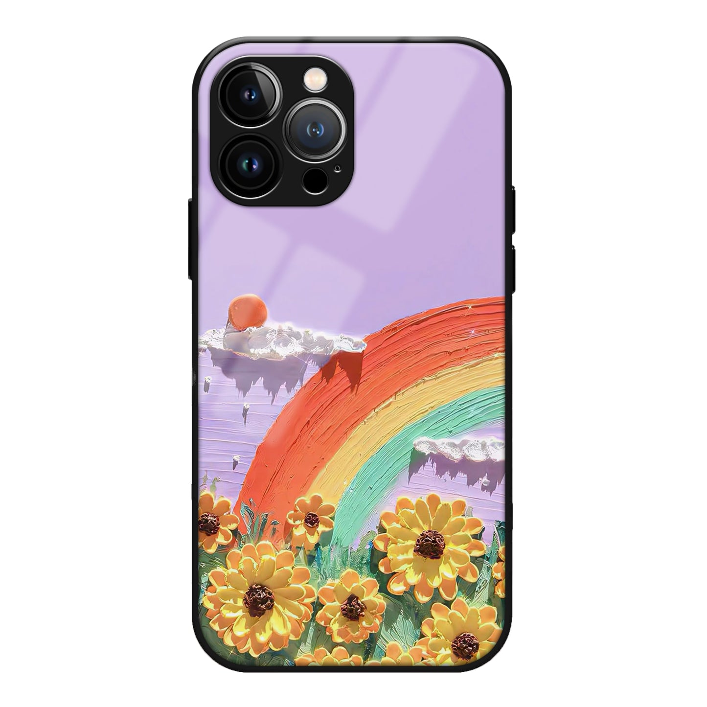 Sunflower Lavender Premium Glass Case