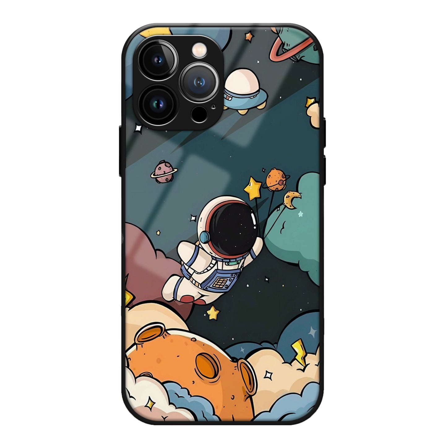 Cartoon Astranaut Design Phone Glass Case 3Brocases