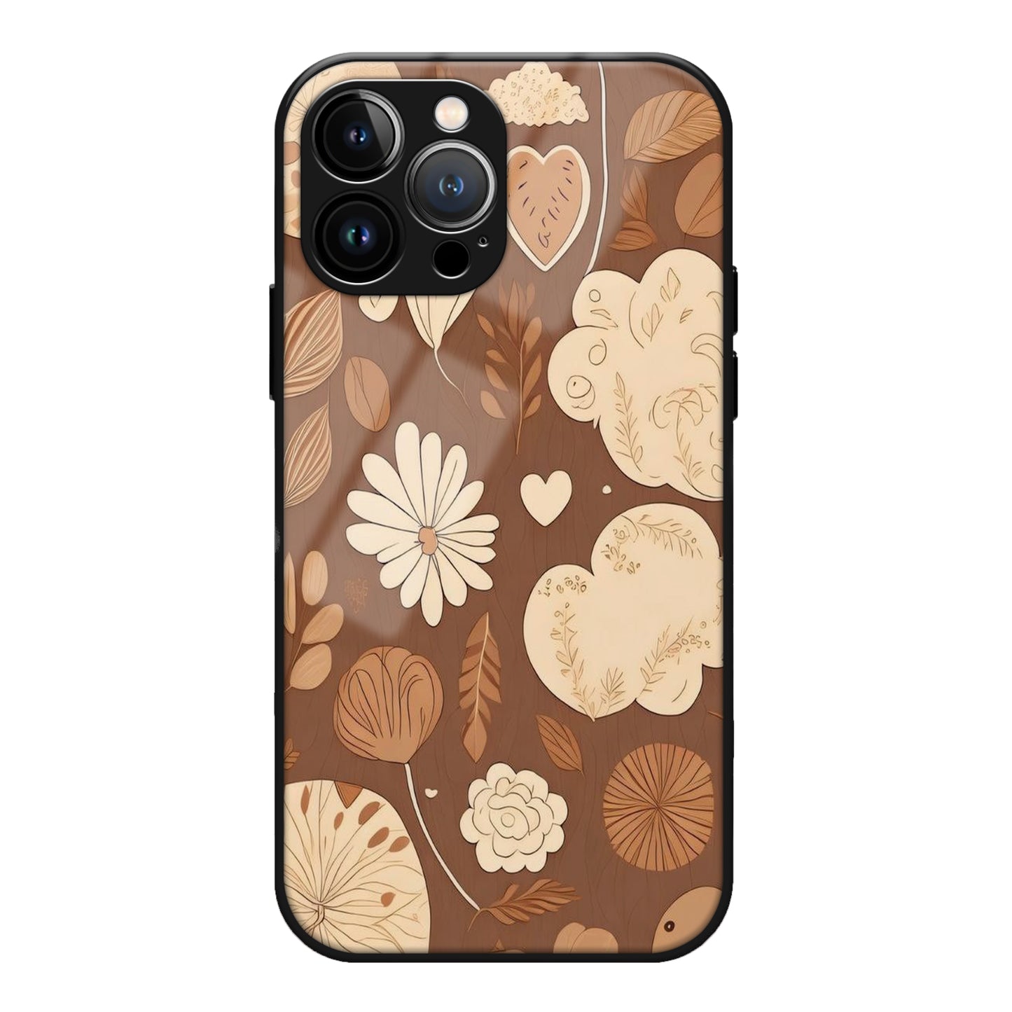 Brown floral Phone Glass Case 3Brocases