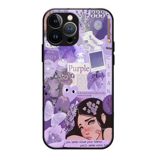 Purple Aesthetic Girl Glass Case 3Brocases
