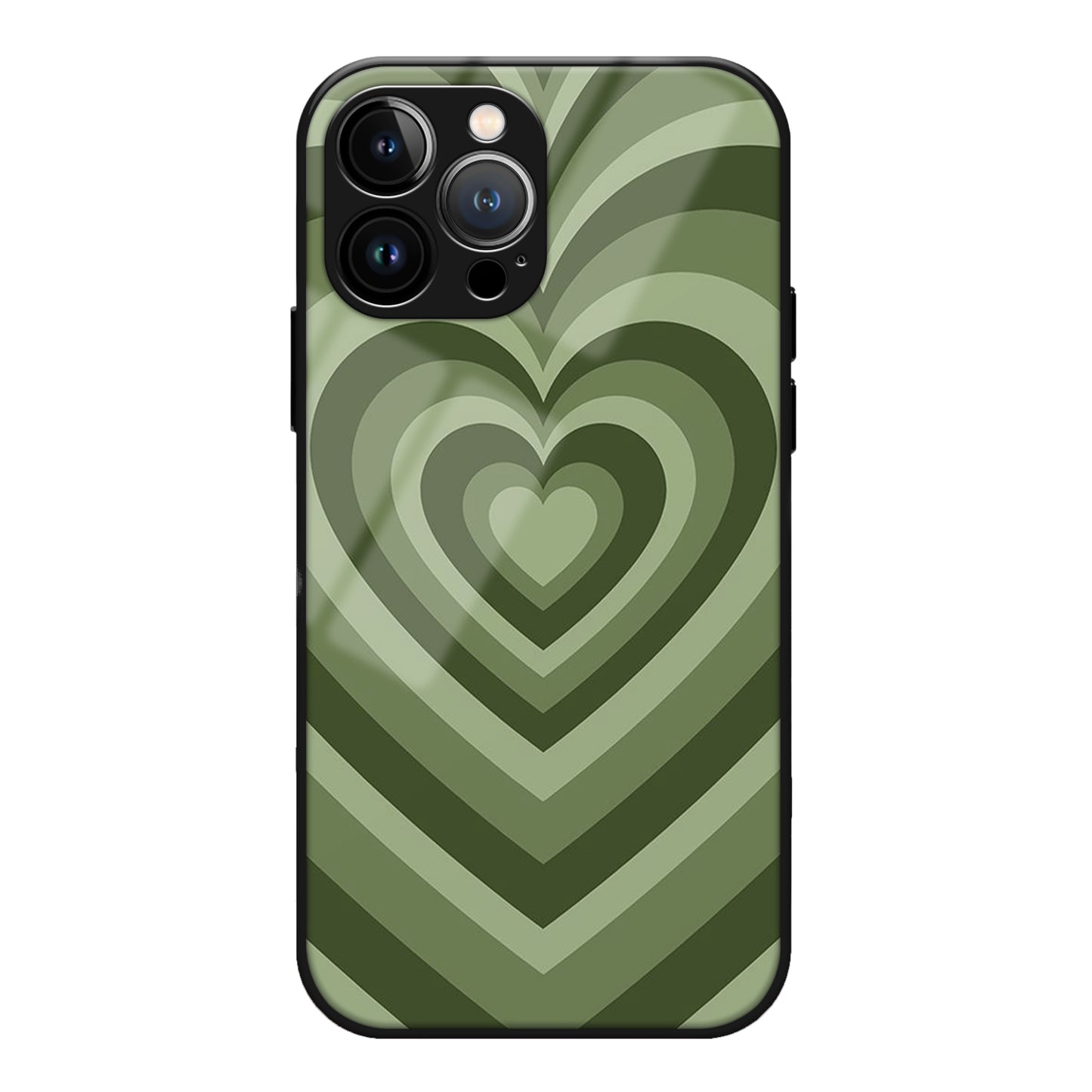Green Heart Pattern Glass Case