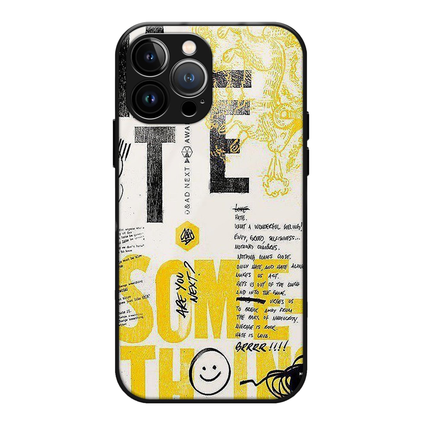 Aesthetic Yellow Text Glass Case