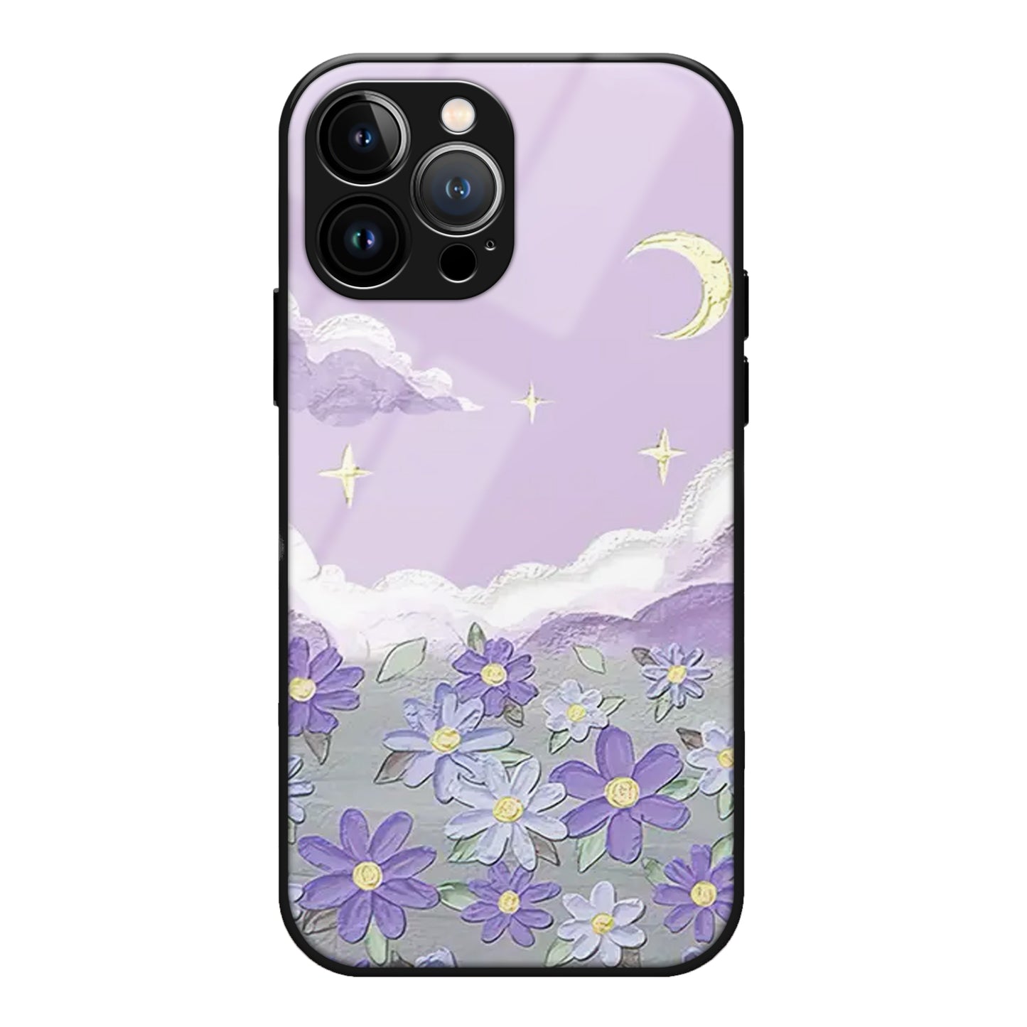 Lavender Floral Design Glass Case