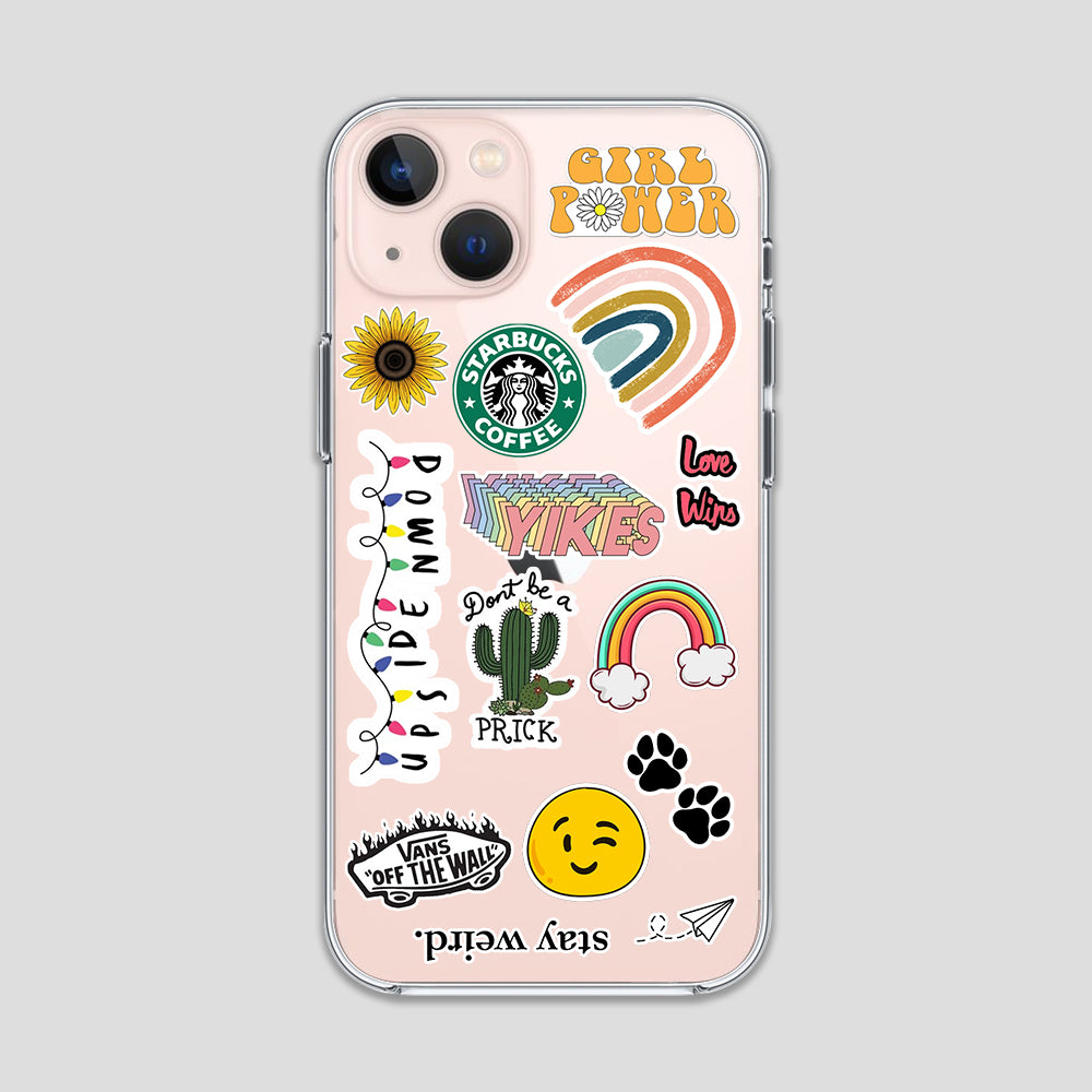 Stay Weird Stickers Clear Case