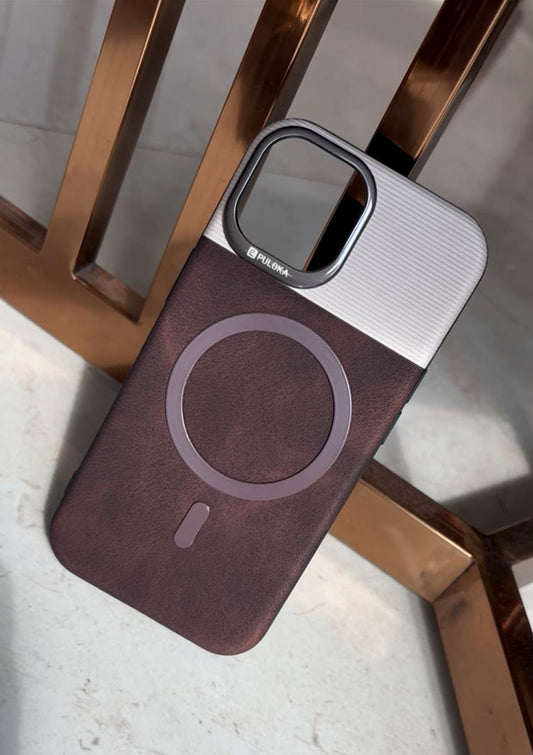 Premium Leather MagSafe iPhone Case – Dual-Tone Edition