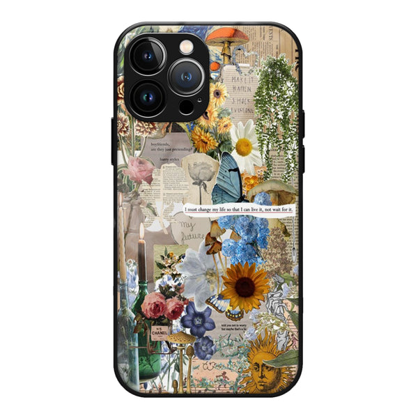 Aesthetic Floral Glass Case