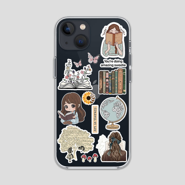 Book Aesthetic Stickers Clear Case