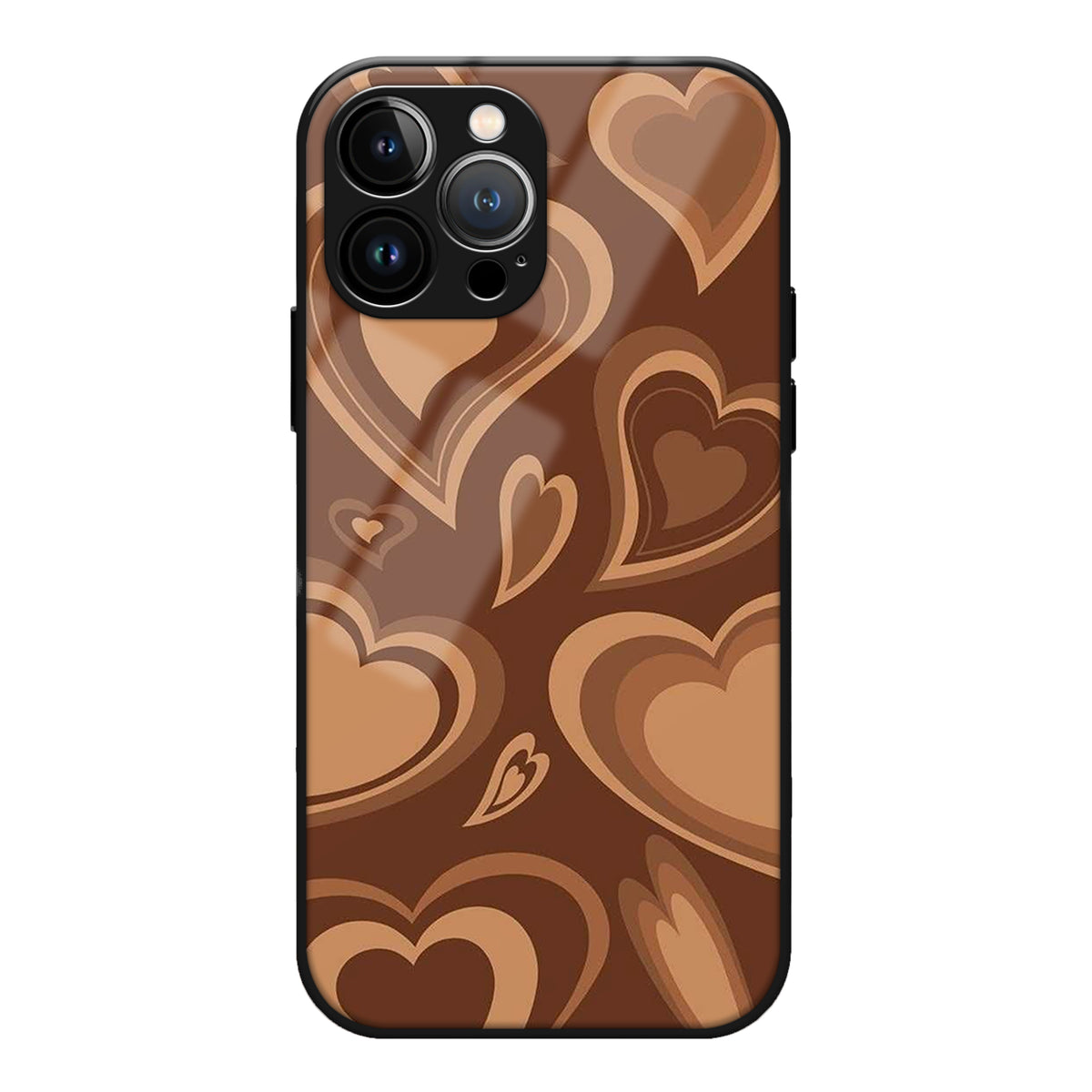 Brown Love Pattern Glass Case 3Brocases