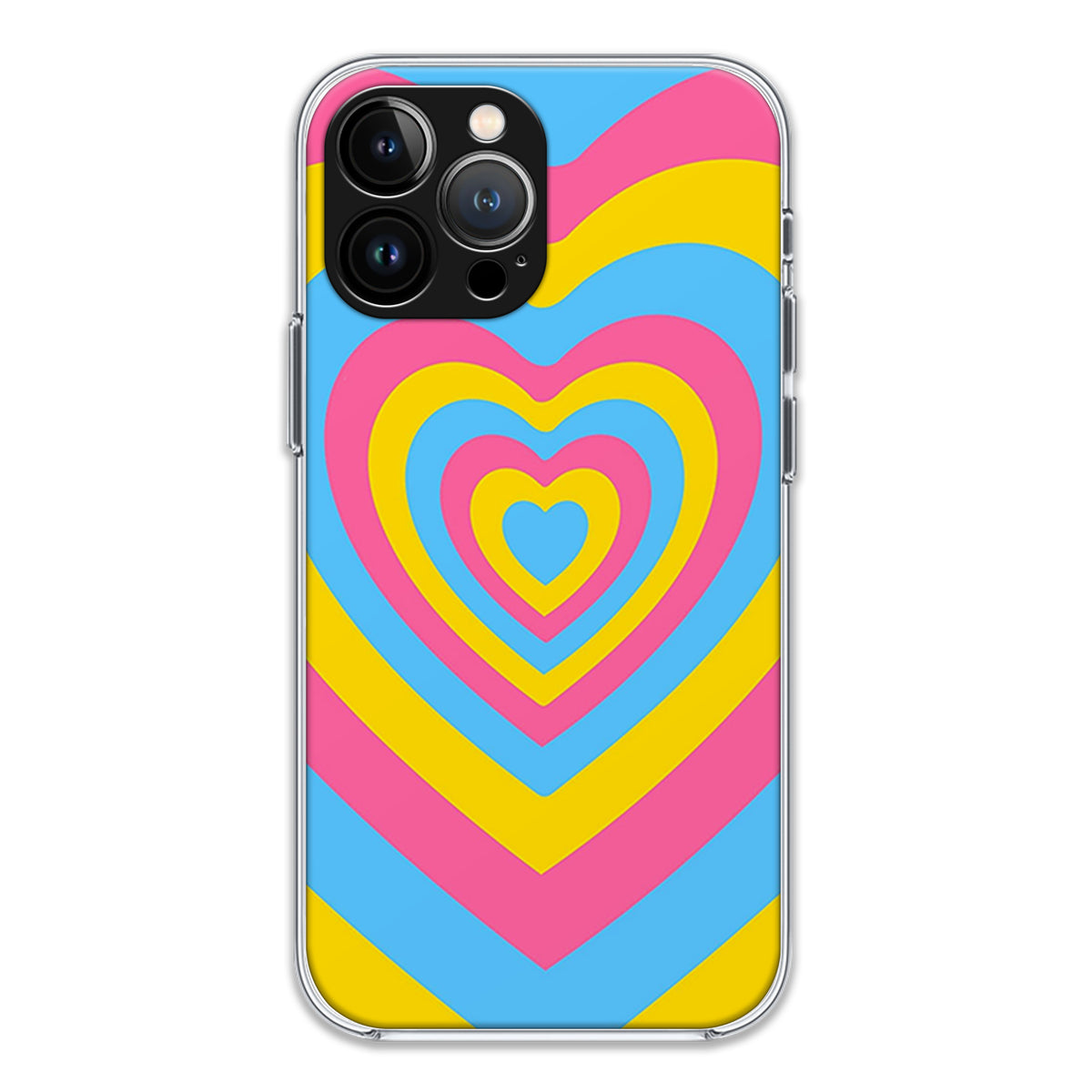 Yellow Pink Heart Pattern Case For iPhone